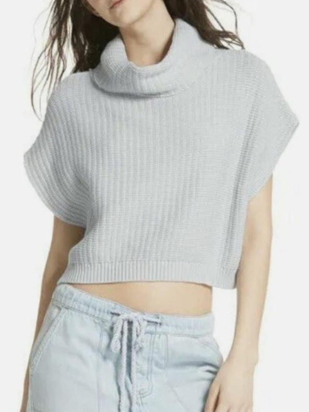 Free People Keep it Simple Cowl-Neck Sweater Grey - Picture 1 of 4